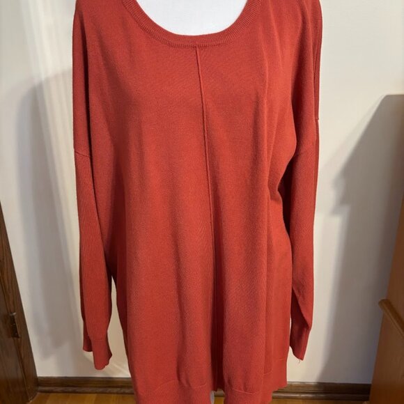 Beautiful Terracotta Color Top (Rayon/Nylon) with Long Sleeves - 3x - Picture 1 of 11